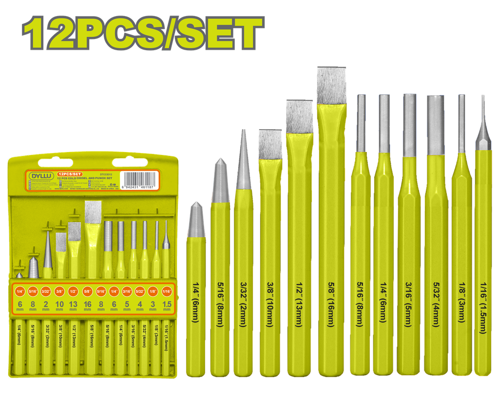 JUEGO DE CINCEL Y PUNZÓN  X 12 PZS DYLLU (DTCC8312)
