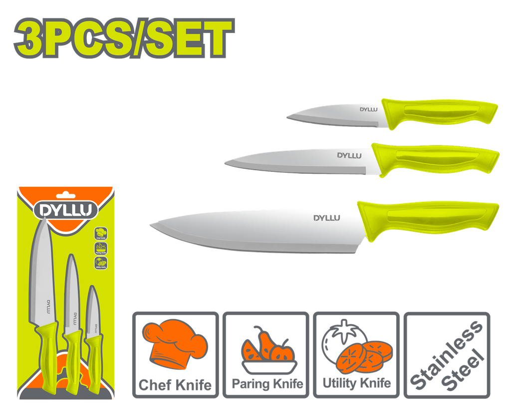 JUEGO DE CUCHILLOS PARA COCINA X 3 PCS DYLLU (DTKK1K31)