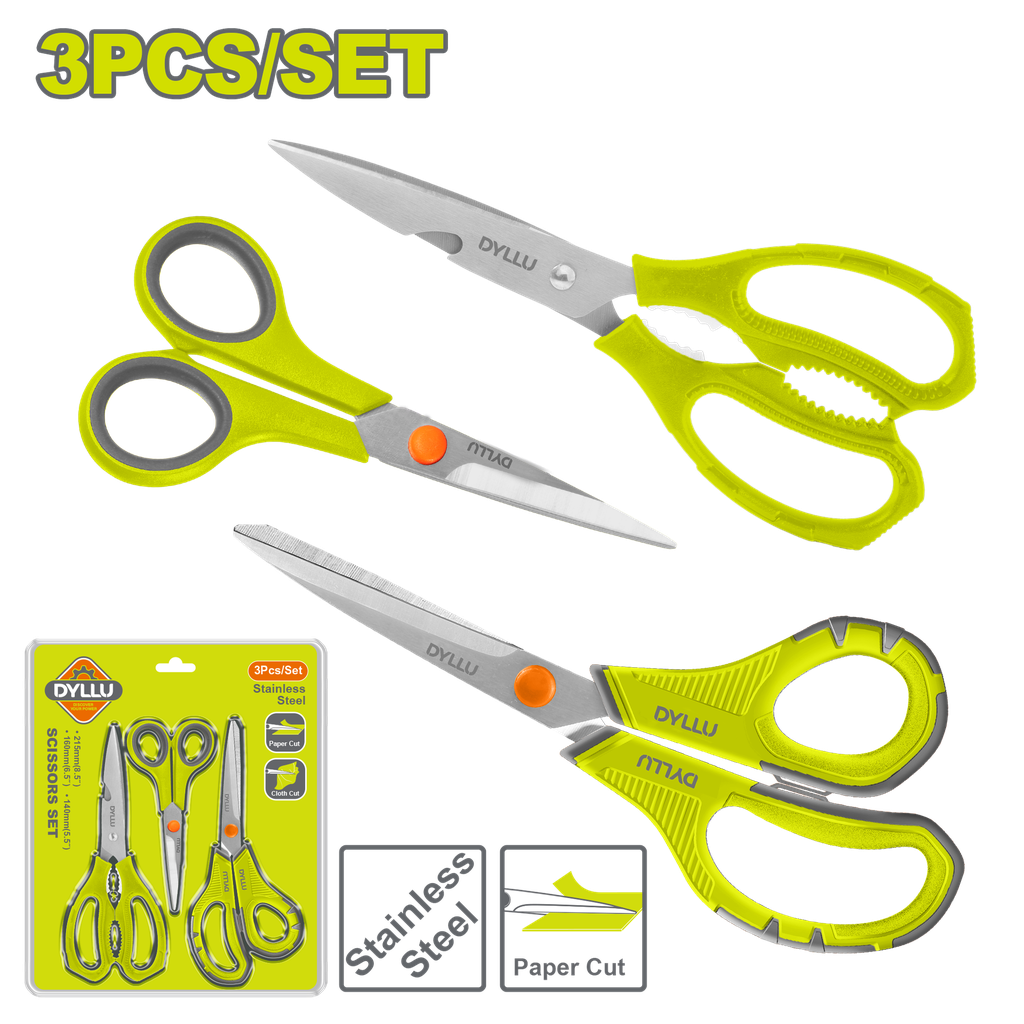 JUEGO DE TIJERAS X 3 PZS  DYLLU (DTSX4603)