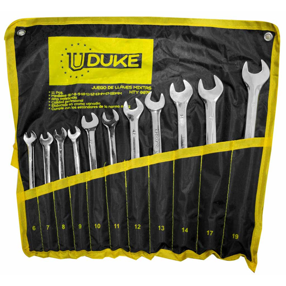 LLAVE MIXTA CON COPA JUEGO X 11 (6-19MM) CR/V UDUKE (HTY0078)