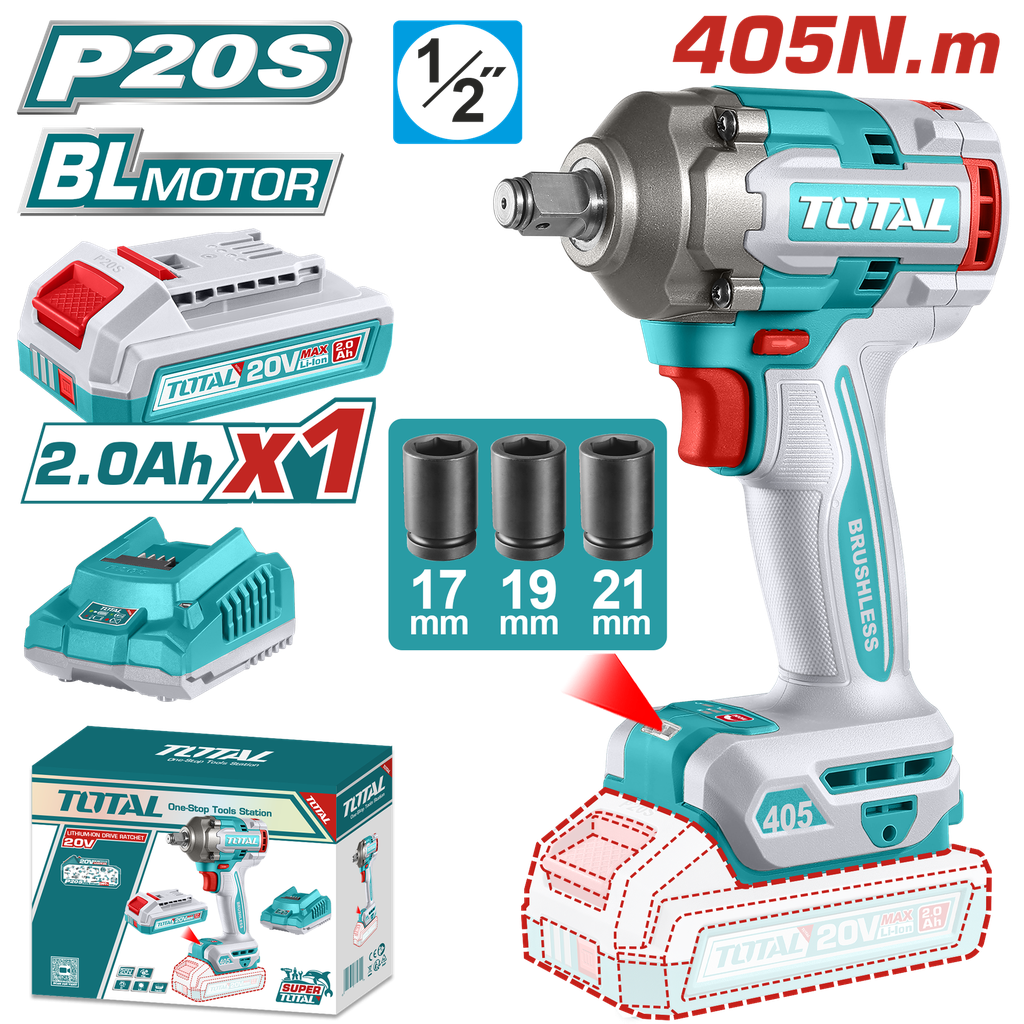 PISTOLA IMPACTO INALAMBRICA 1/2 20V  (UTIWLI20455)
