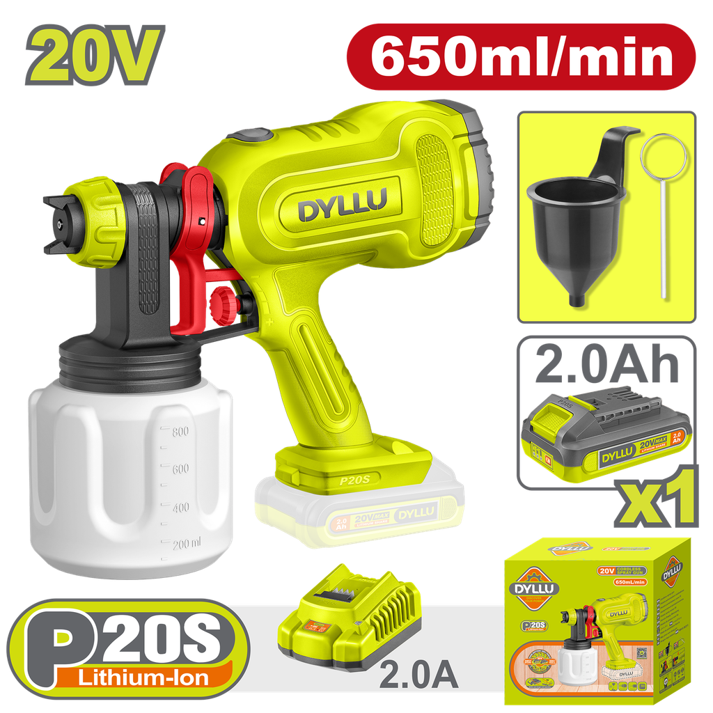 PISTOLA PINTAR INALAMBRICA 800ML 20V DYLLU (UDTSU30664)