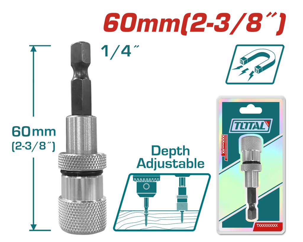 PUNTA EXTENSION MAGNETICA PARA TALADRO  (1/4X2-3/8) TOTAL (TAC464601)