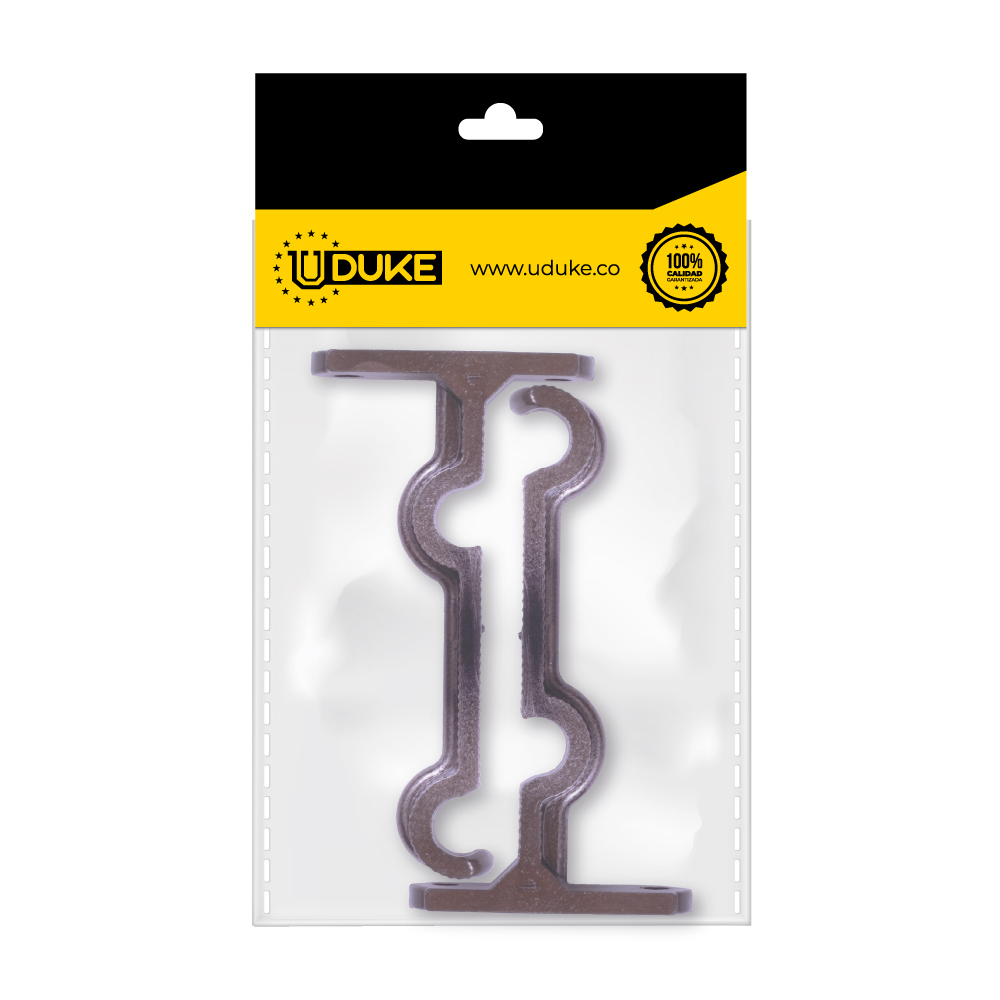 ACCESORIO CORTINERO SOPORTE MURO DOBLE CAFE DE 1/2 PAQ X 2 UDUKE