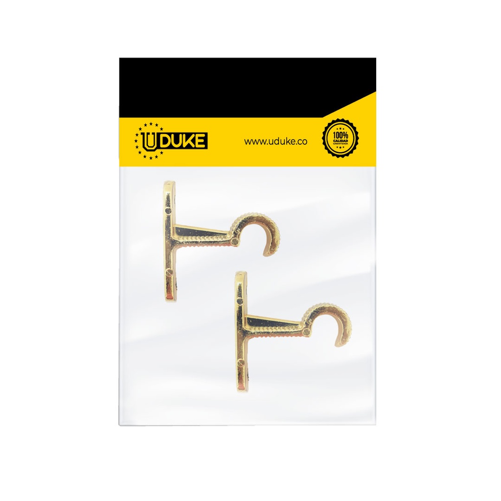 ACCESORIO CORTINERO SOPORTE MURO DOBLE DORADO DE 1 PAQ X 2 UDUKE