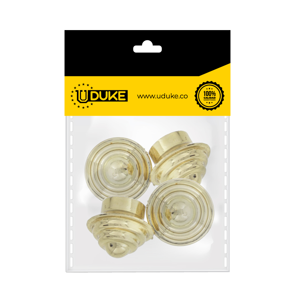 ACCESORIO CORTINERO TERMIINAL DORADO ESCALERA 1/2 PQT X 4 UDUKE