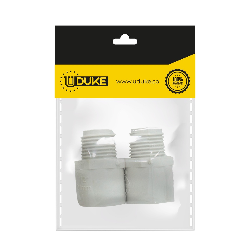 ADAPTADOR MACHO 1/2 PVC PQT X 2 UDUKE