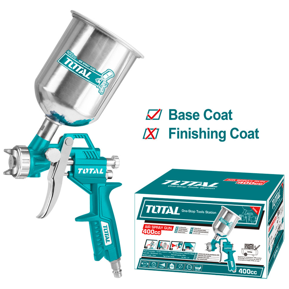 AEROGRAFO 400CC VASO ALUMINIO ABANICO ALTA PRESION TOTAL (TAT10401)