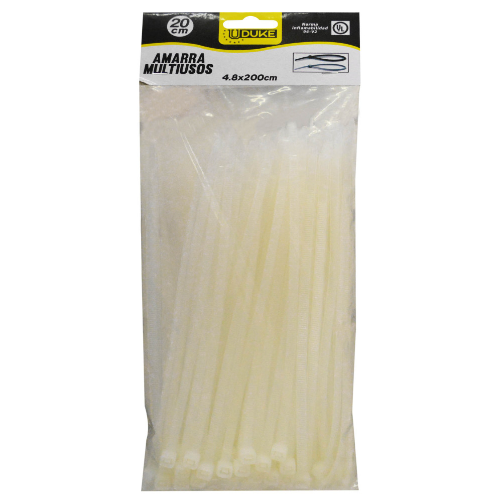 AMARRA PLASTICA UDUKE BLANCA 2.5X150MM (15 CM) (100 UNDS) (HT70019)