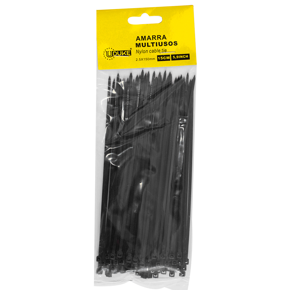 AMARRA PLASTICA UDUKE NEGRA 2.5X150MM (15 CM) (100 UNDS) (HT70031)