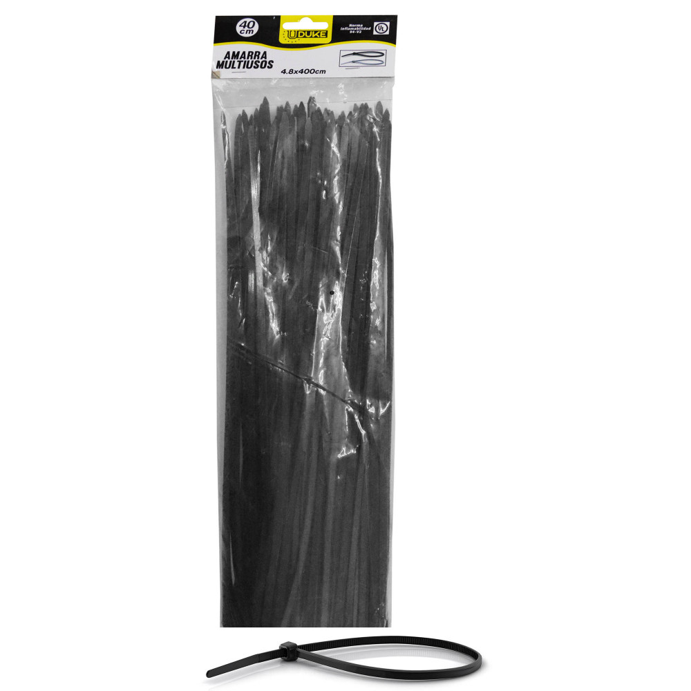 AMARRA PLASTICA UDUKE NEGRA 4.8X400MM (40 CM) (100 UNDS) (HT70040)