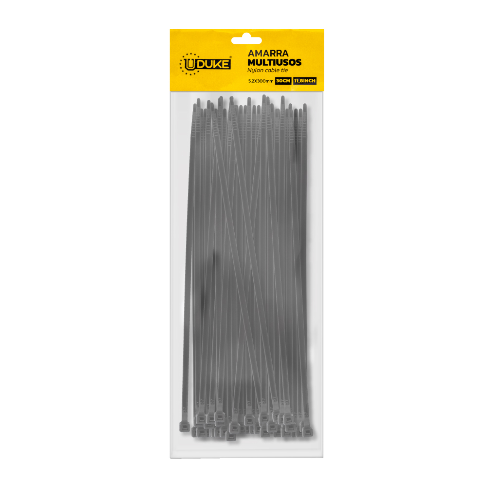 AMARRA PLASTICA UDUKE NEGRA 5.2X300MM (30 CM) (100 UNDS) (HT1552)