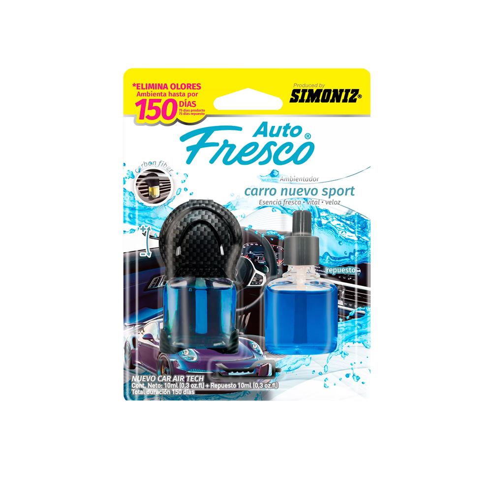 AMBIENTADOR NEW AIR TECH CARRO NUEVO SPORT AUTO FRESCO 10ML SIMONIZ (208904)