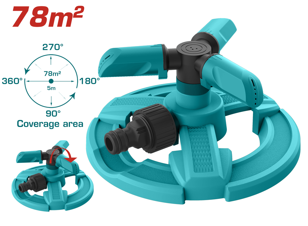 ASPERSOR ROTATIVO 3/4" PARA JARDIN 3 SALIDAS TOTAL (THP523602)