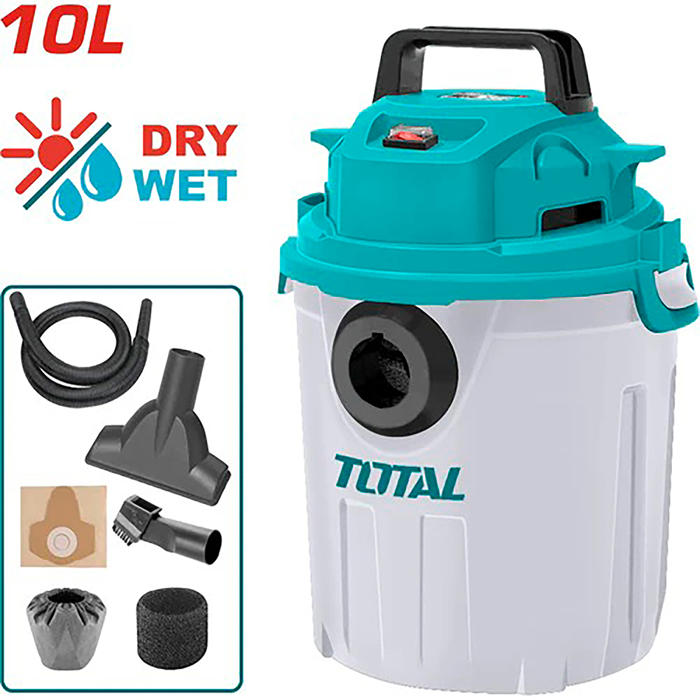ASPIRADORA Y SOPLADORA PARA HUMEDO Y SECO  10L 1200W INCLUYE ACCESOSIROS TOTAL (UTVC12101)