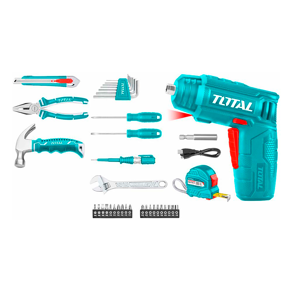 ATORNILLADOR INALAMBRICO 4V ESTUCHE PLASTICO + 37 PIEZAS SUPER SELECT TOTAL (THKTHP10386)