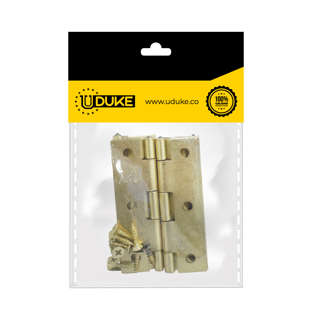 BISAGRA COMUN 3" DORADA PQT X 2 UNDS UDUKE
