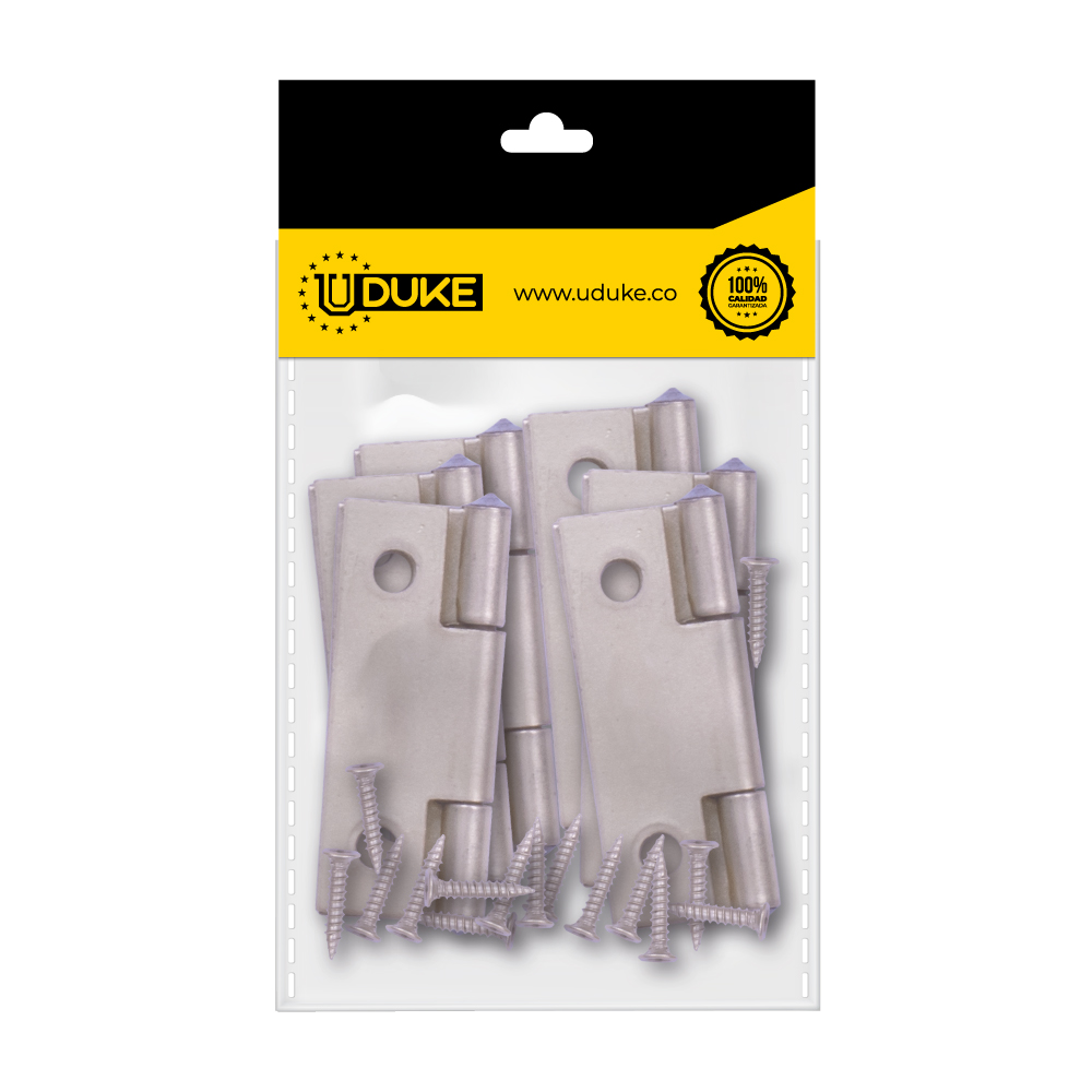 BISAGRA COMUN DORADA 1 1-2 C.22 PQT X 6 UDUKE