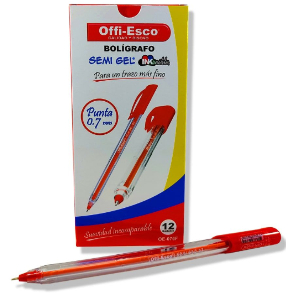 BOLIGRAFO OFFI SEM GEL OE-076F ROJO CAJA (OE76R)