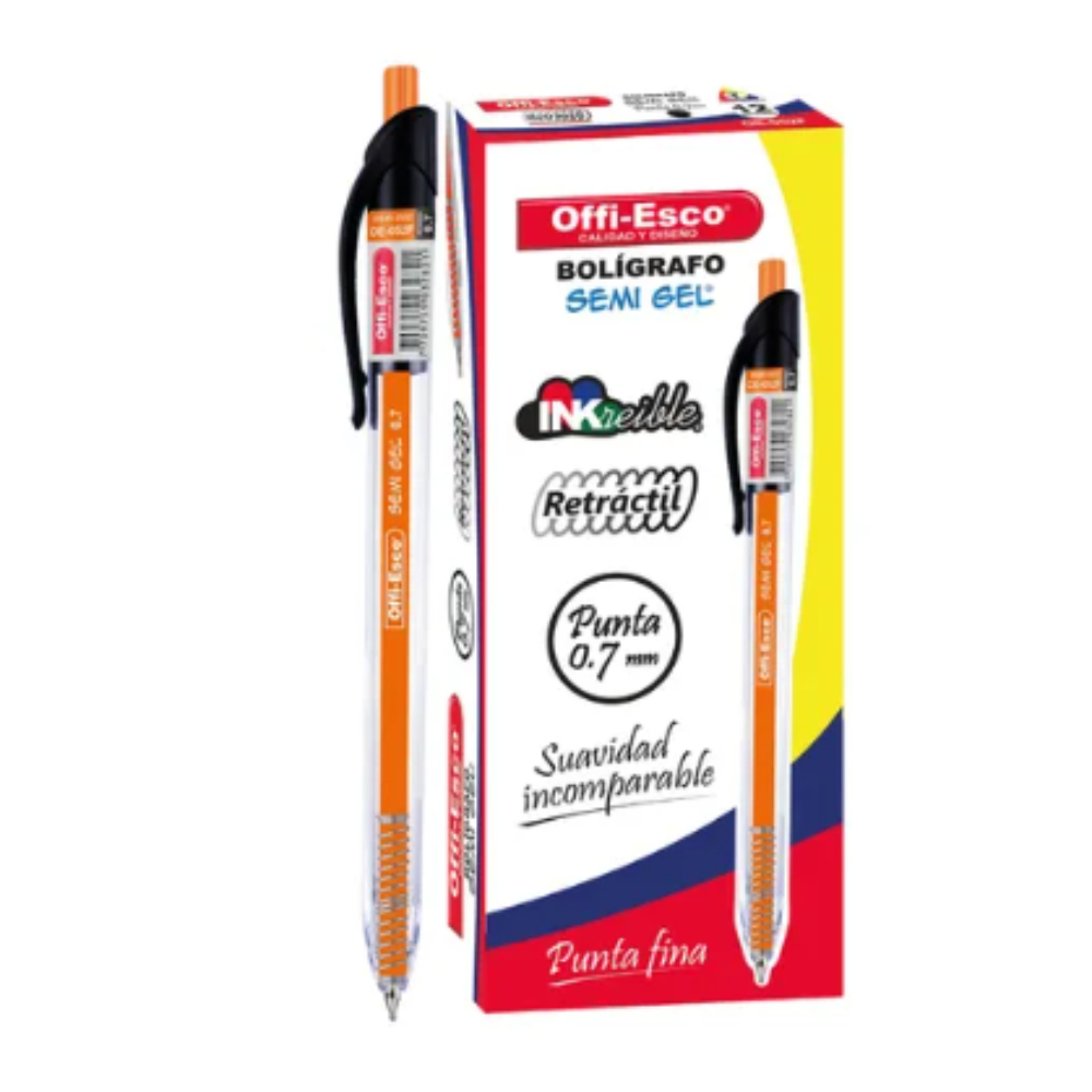 BOLIGRAFO OFFI-ESCO RETRACTIL NEGRO (OE-055N)