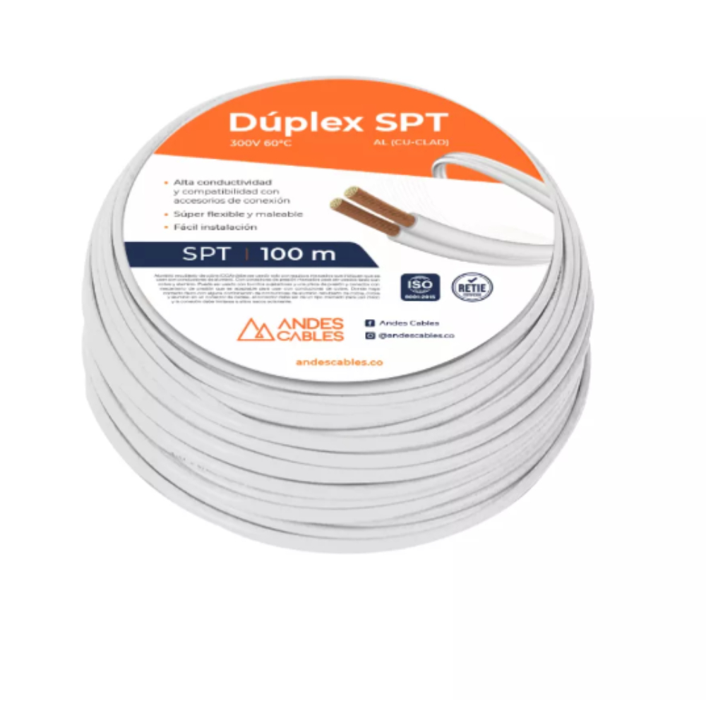 CABLE DUPLEX SPT 2X12 AWG BLANCO (46075)