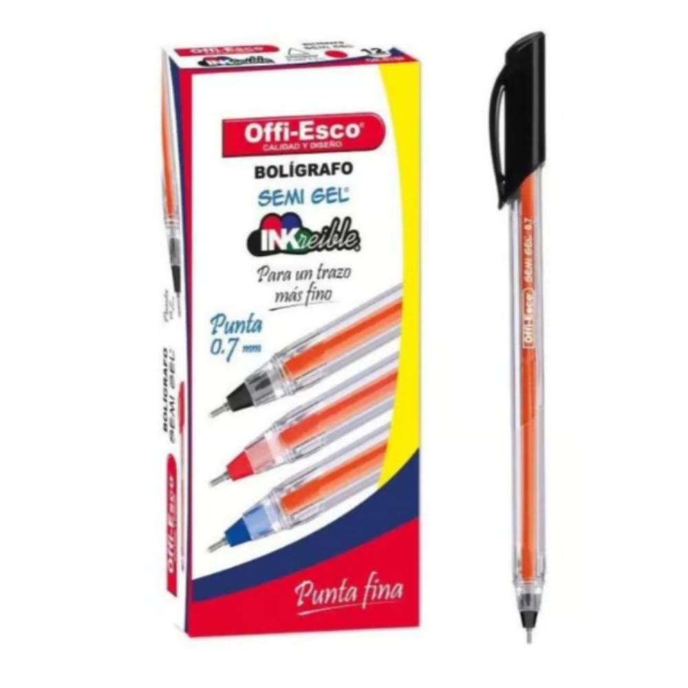 CAJA BOLIGRAFO OFFI-ESCO SEMI GEL 0.7 NEGRO(009248)