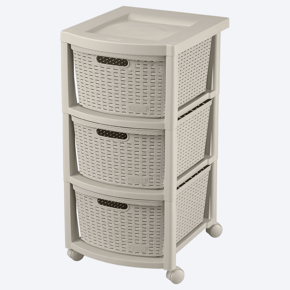 CAJONERO RATTAN 3 GAVETAS TAUPE RIMAX