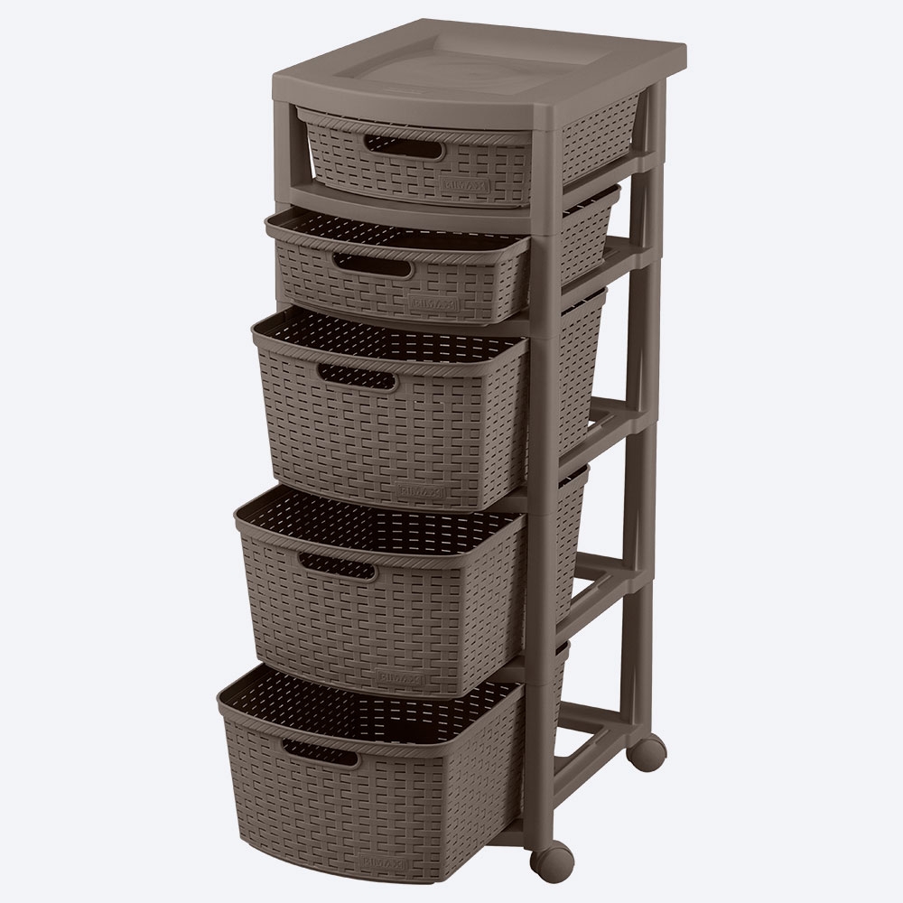 CAJONERO RATTAN 5 GAVETAS MOCCA RIMAX
