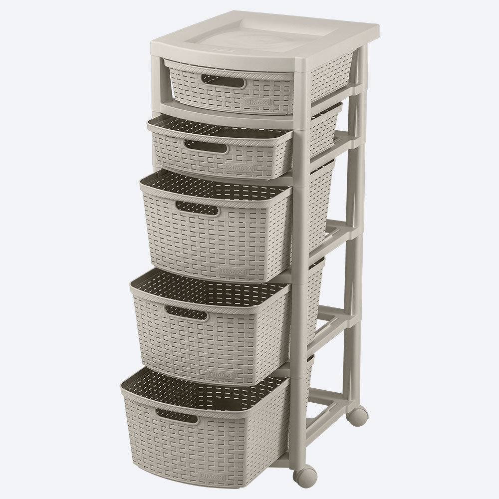 CAJONERO RATTAN 5 GAVETAS TAUPE RIMAX