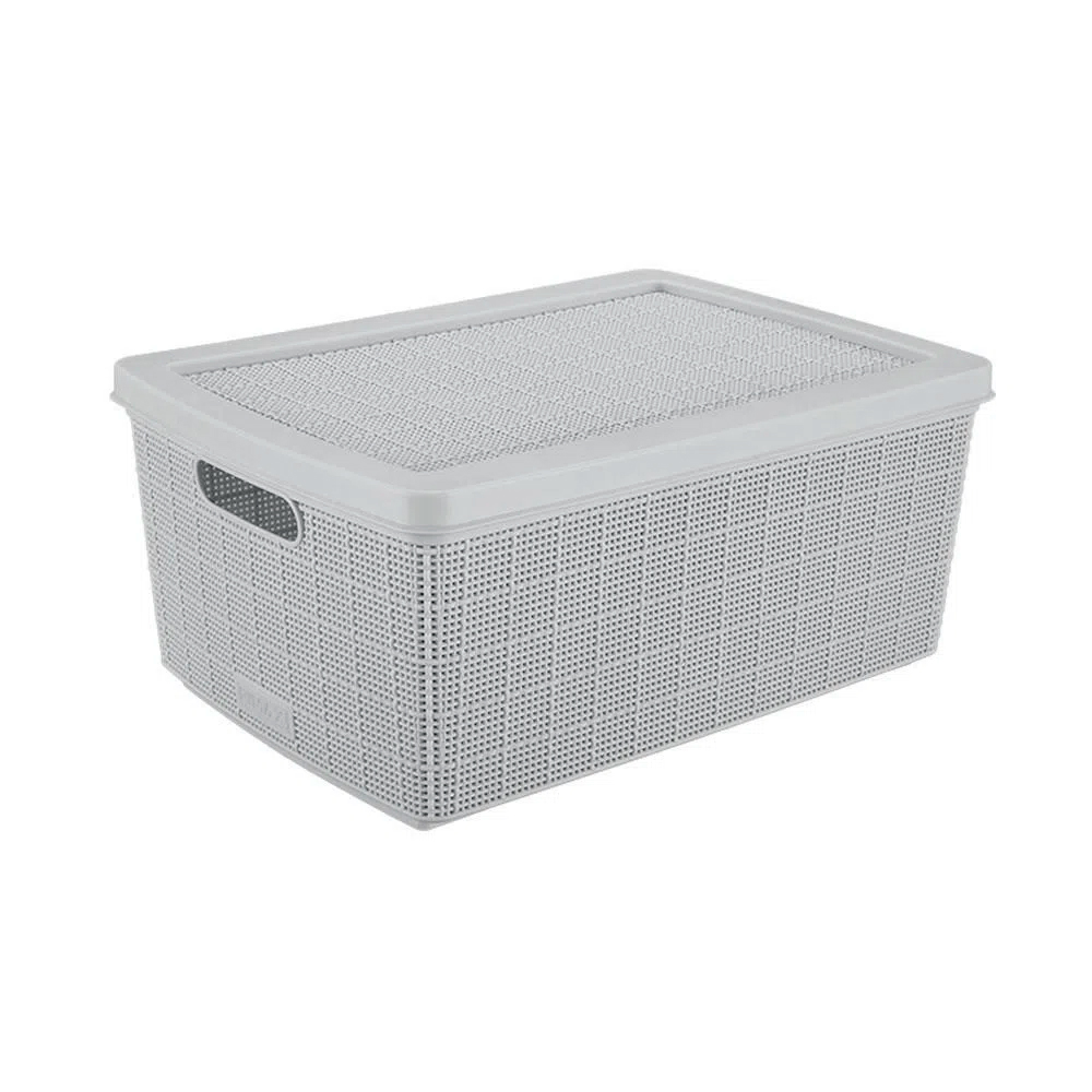 CANASTA FIQUE CON TAPA 13.5L GRIS RIMAX (12575)