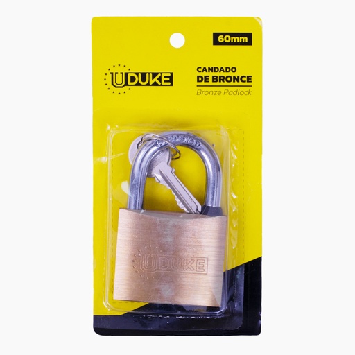 CANDADO 60MM BRONCE FINO EN BLISTER UDUKE (GARANTIA 5 AÐOS)