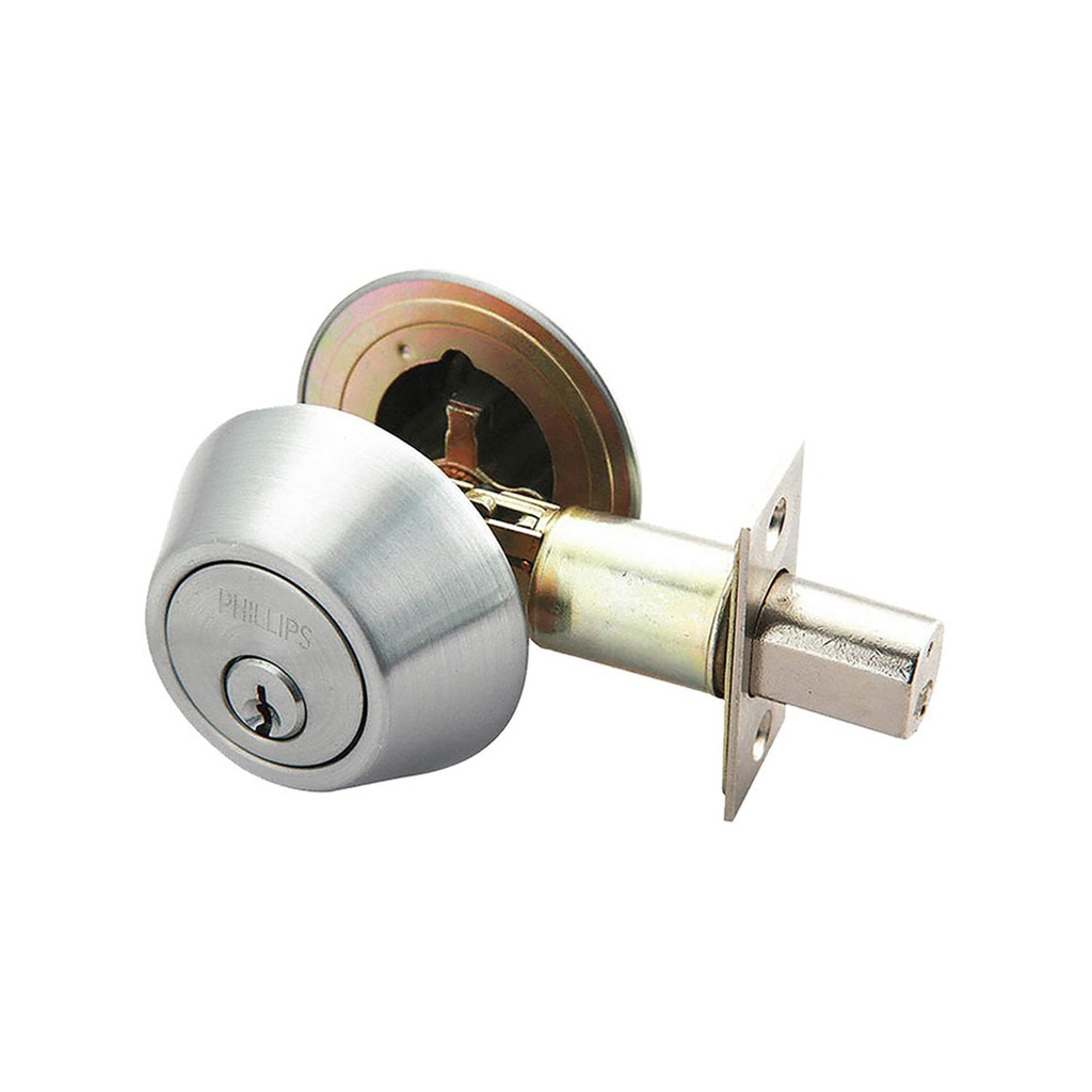 CHAPA CERROJO SEGURIDAD PHILLIPS CROMADA OSLO LLAVE LLAVE (6749)