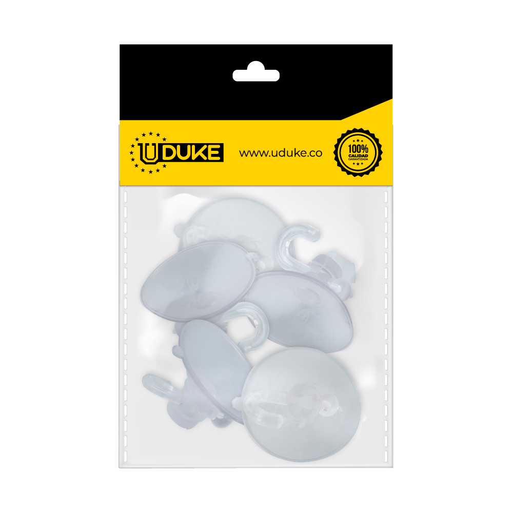 CHUPA ADHESIVA TRANSPARENTE # 3 CON GANCHO PQT X 5 UDUKE