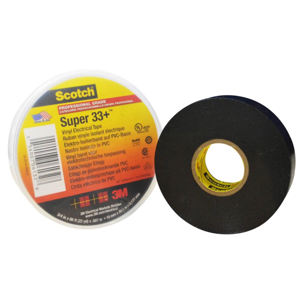 CINTA AISLANTE 3M SCOTCH SUPER 33 GRANDE 19 MTS + CINTA AUTOFUNDENTE 23 X 2MTS GRATIS (40140)