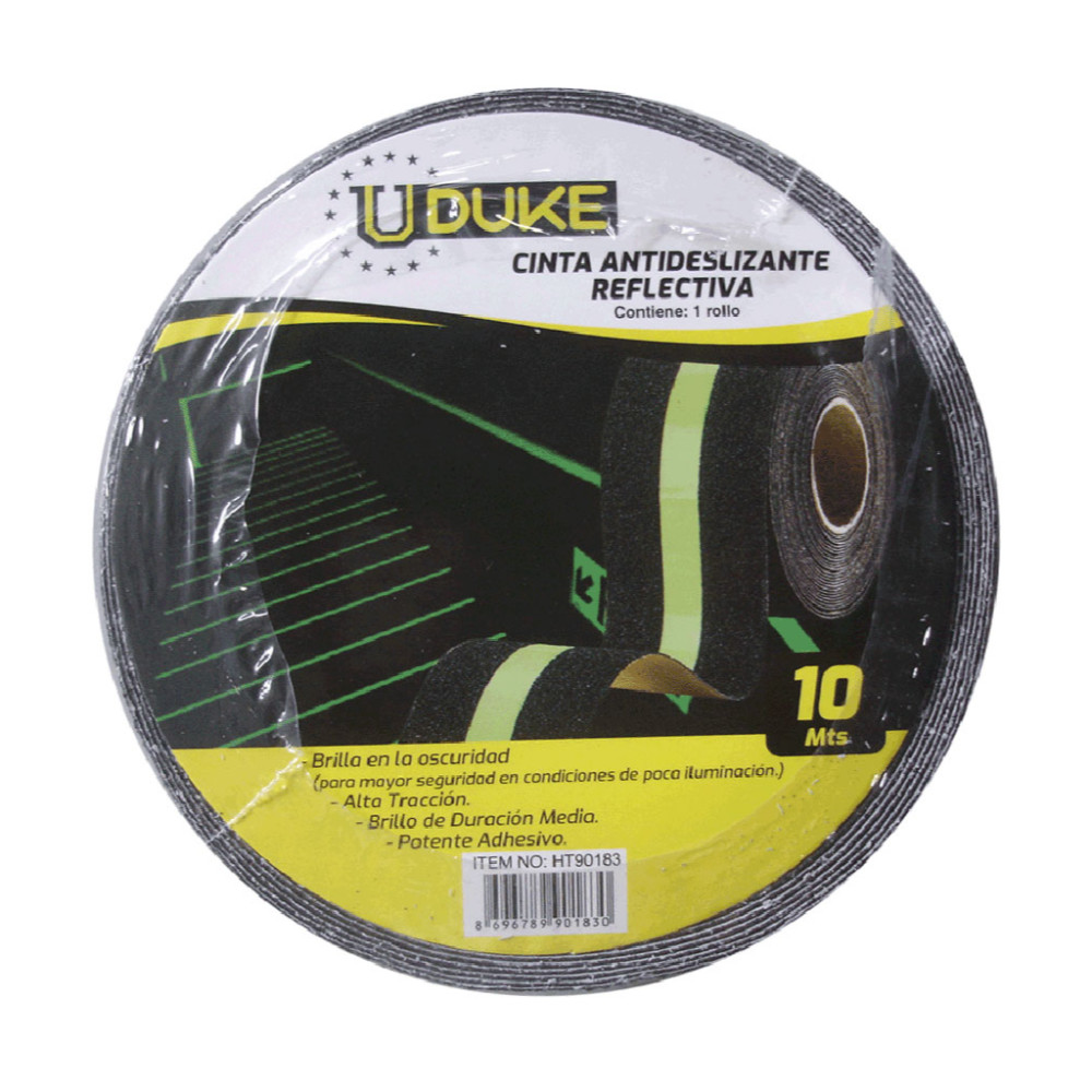 CINTA ANTIDESLIZANTE 2" 10mts REFLECTIVA NEGRA UDUKE (HT90183)
