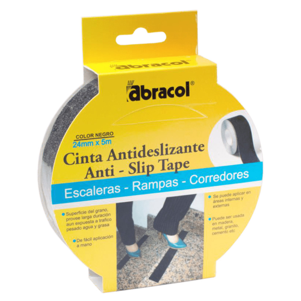 CINTA ANTIDESLIZANTE ABRACOL GRADA 1" X 5 MTS NEGRA (SCCIANTNEG24)