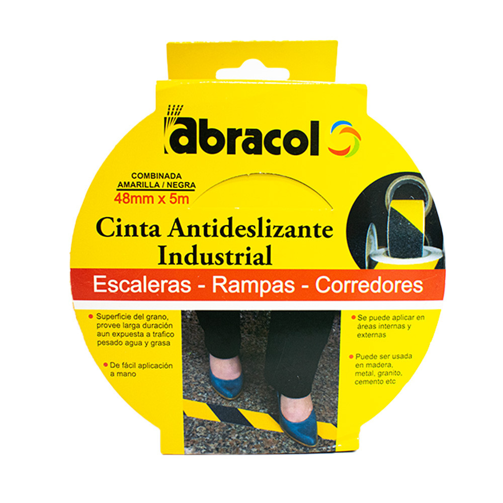 CINTA ANTIDESLIZANTE ABRACOL GRADA 2" X 5MTS NEGRA-AMARILLA