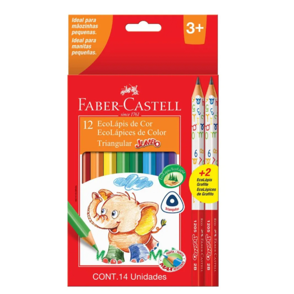 COLORES JUMBO x12+2 TRI/CA FABERCASTELL