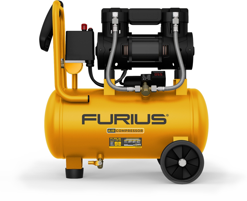 COMPRESOR TANQUE 24LTS 120PSI LIBRE DE ACEITE Y SILENCIOSO FURIUS (FC1245)