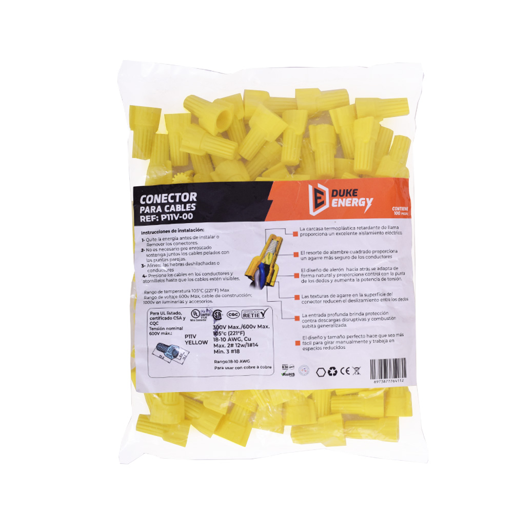 CONECTOR PARA CABLE DE COBRE AMARILLO X (PAR)