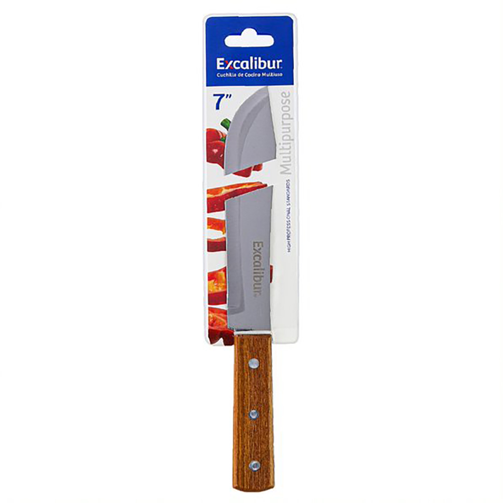 CUCHILLO 7 MULTIUSOS INOX MANGO MADERA EXCALIBUR