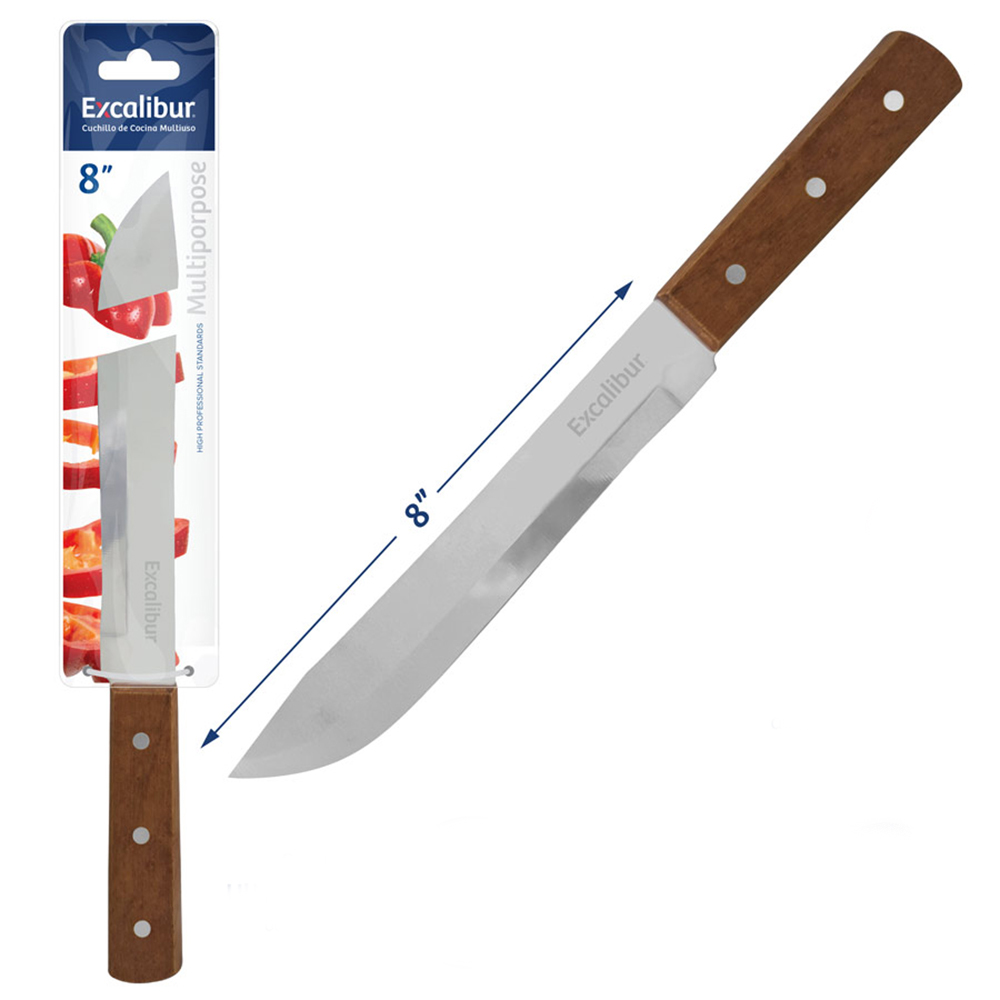 CUCHILLO 8 MULTIUSOS INOX MANGO MADERA EXCALIBUR