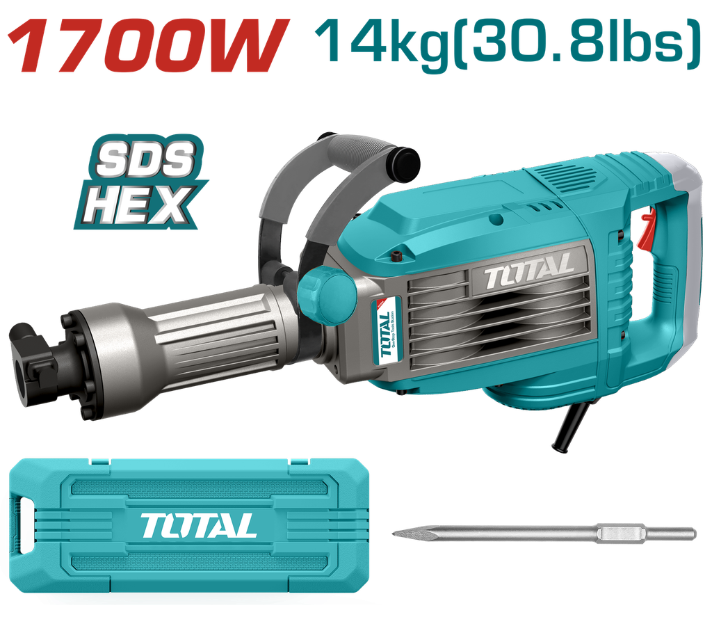 DEMOLEDOR SDS HEX 1700W  50 JULES 14KG SUPER TOTAL (UTH217068)