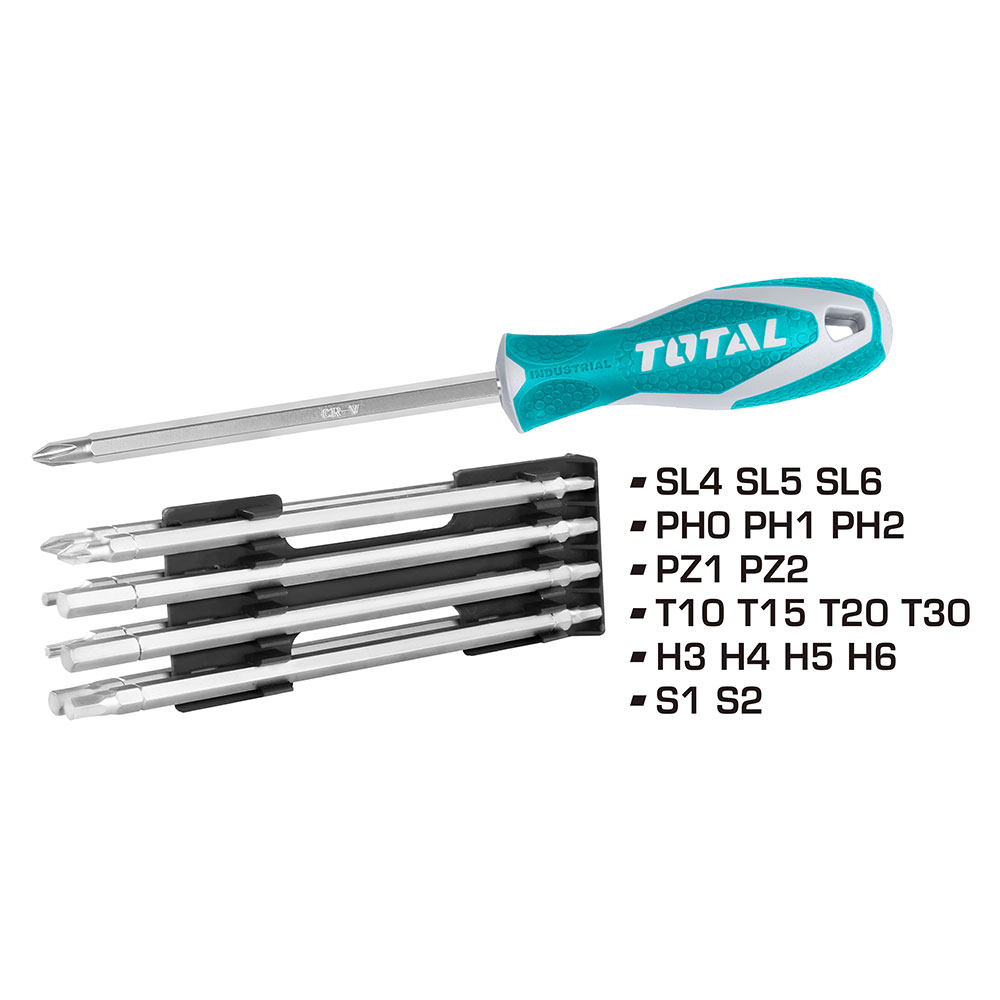 DESTORNILLADOR 18 EN 1 CROMO VANADIUM INTERCAMBIABLE TOTAL (THT250236)