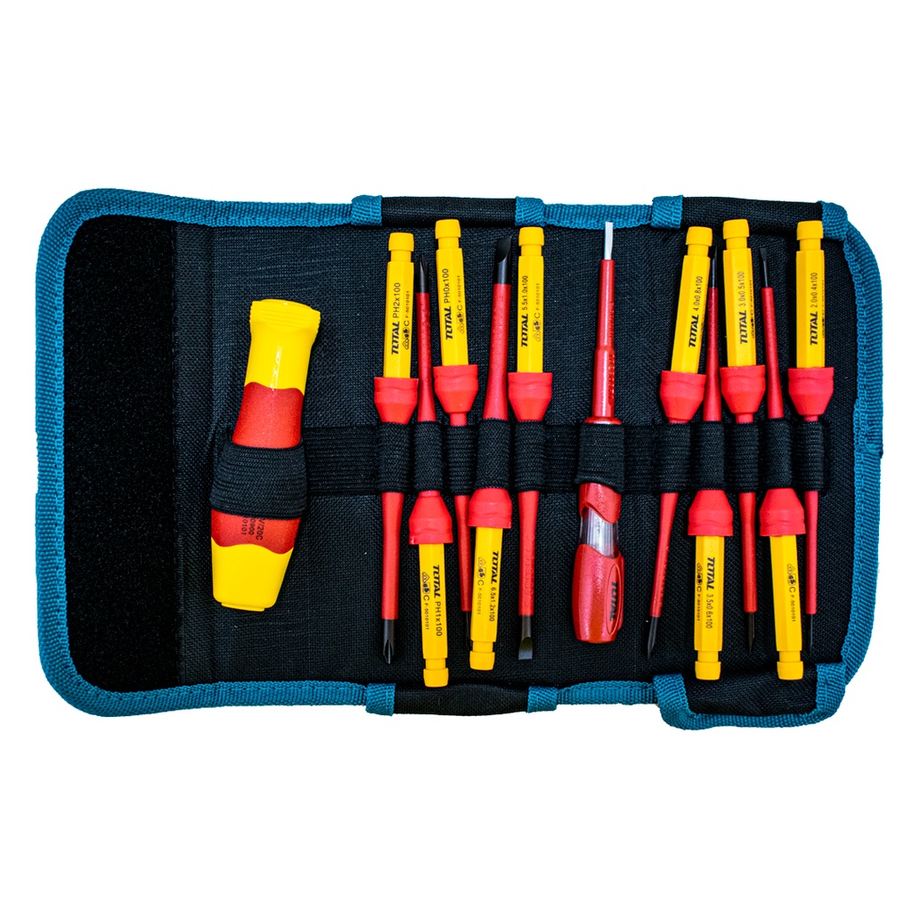 DESTORNILLADOR AISLADO INDUSTRIAL JUEGO X 12PZS INTERCAMBIABLE 1000V TOTAL (THKISD1201)