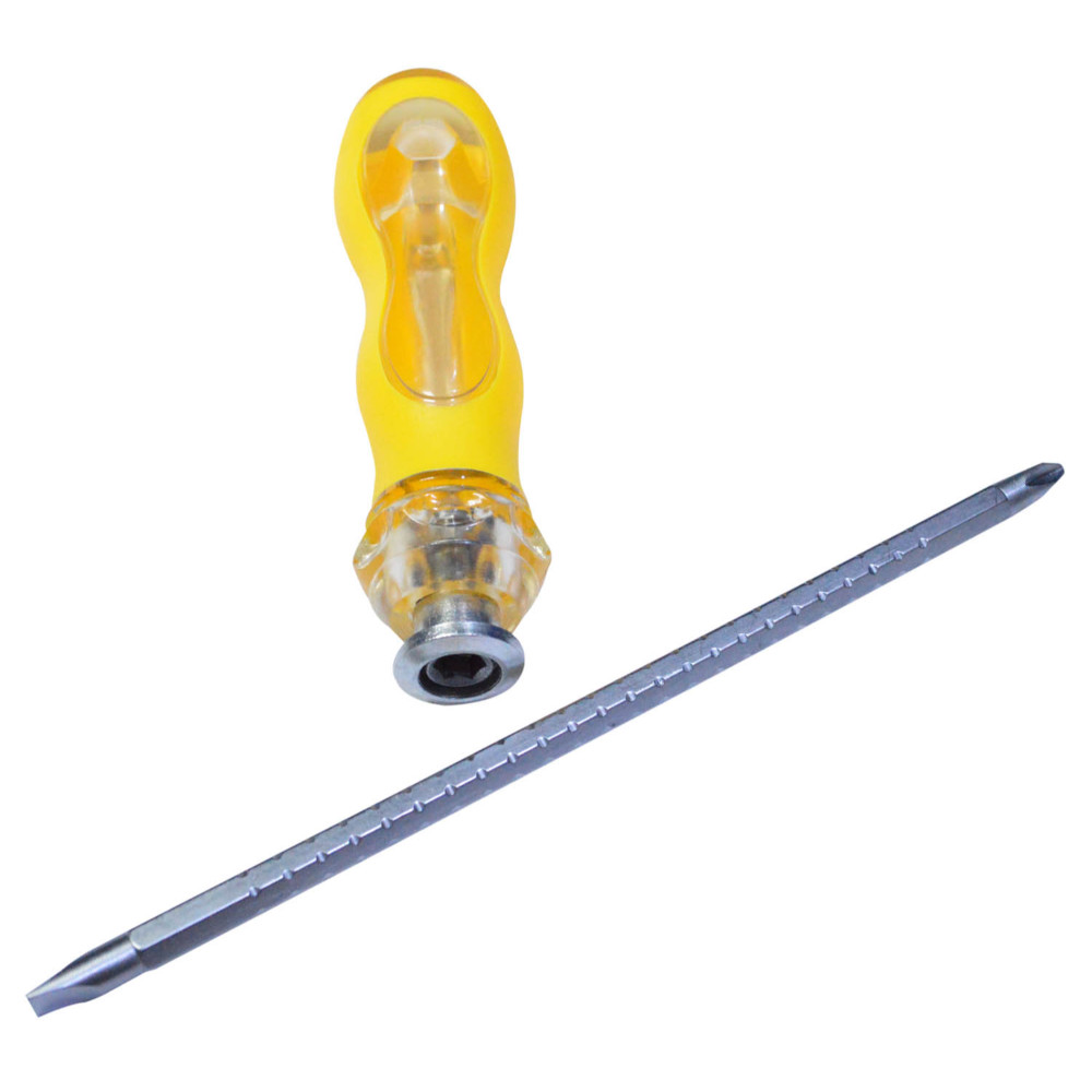 DESTORNILLADOR DOBLE PUNTA GRANDE DOBLE USO C/V CON SEGURO CRISTAL (HT50080)