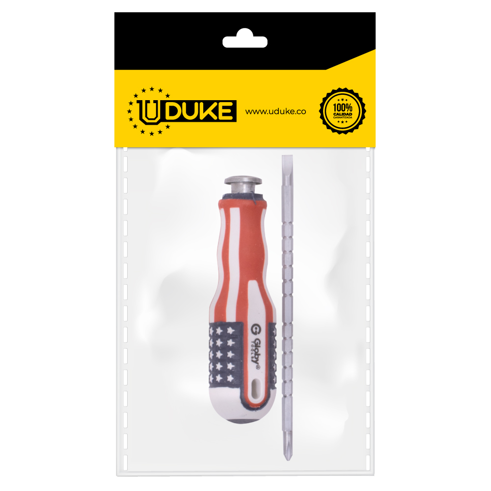 DESTORNILLADOR DOBLE PUNTA PEQUENO C/V CON SEGURO (1/4 X 4 -6 )