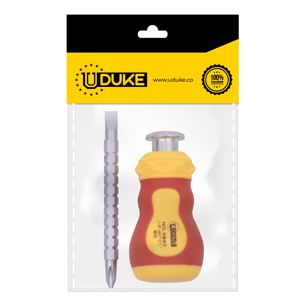 DESTORNILLADOR DOBLE PUNTA PUNO CON SEGURO (1/4X1-21/2) PQT X 1 UDUKE