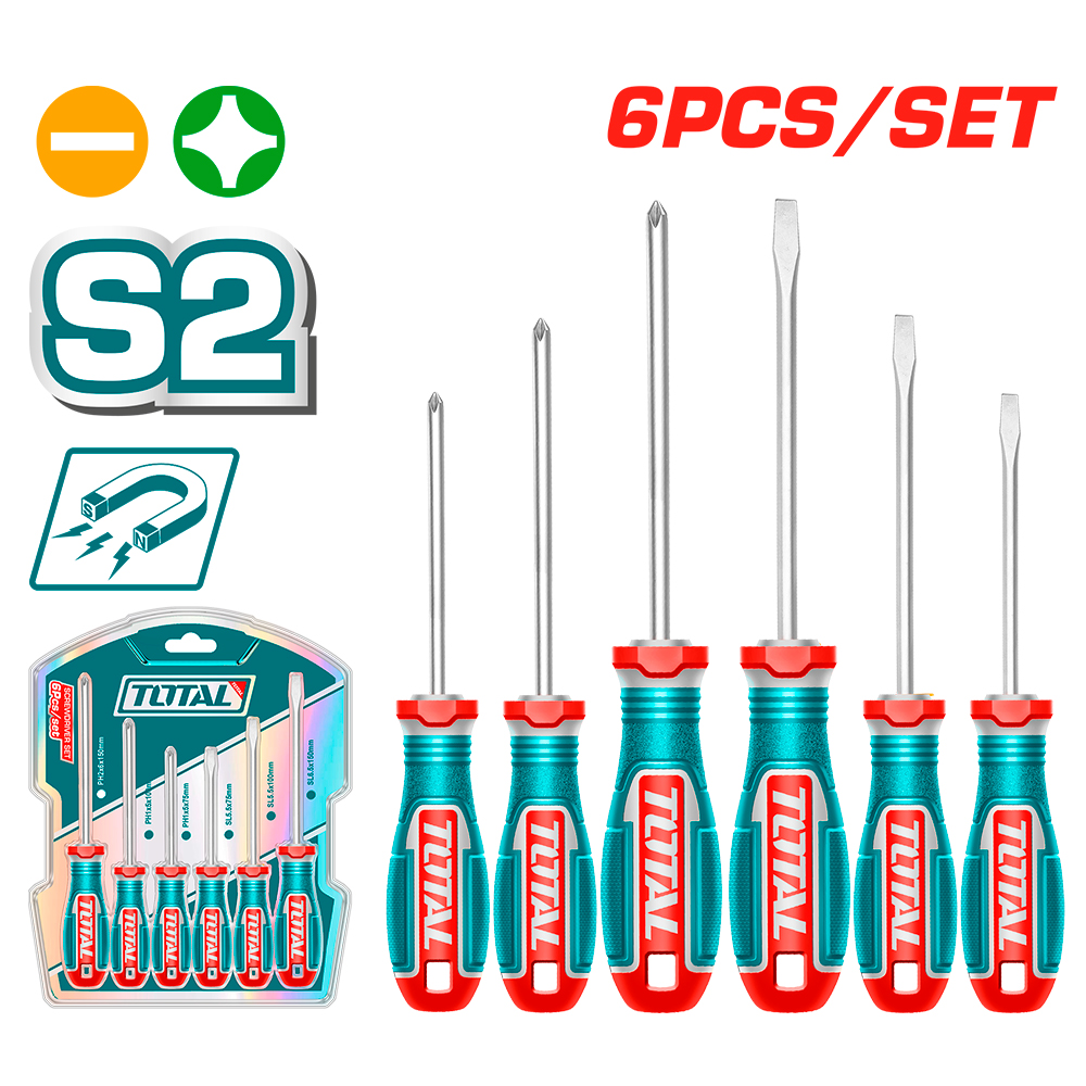 DESTORNILLADOR JUEGO 6 PZS PUNTA INMANTADA SUPER TOTAL (TKSDS0626)