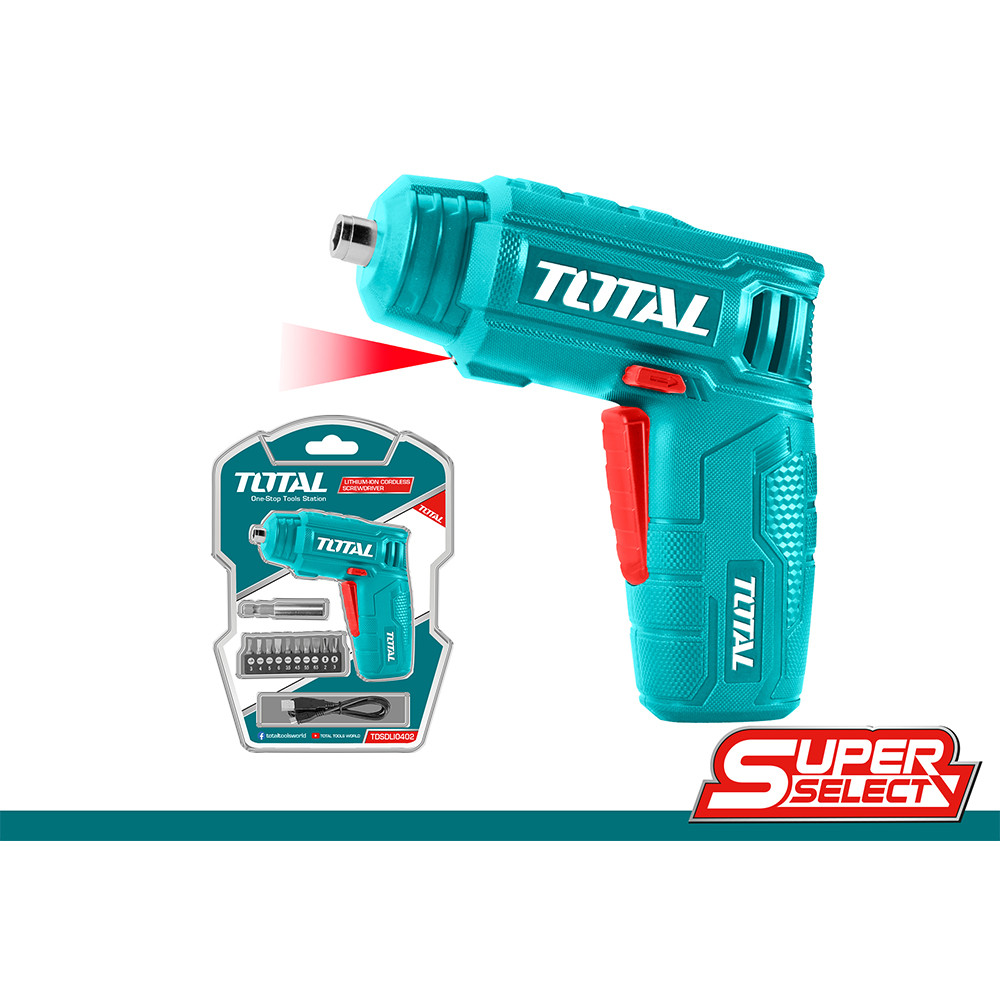 DESTORNILLADOR RECARGABLE 4V TOTAL SUPER SELECT (TSDLI0402)